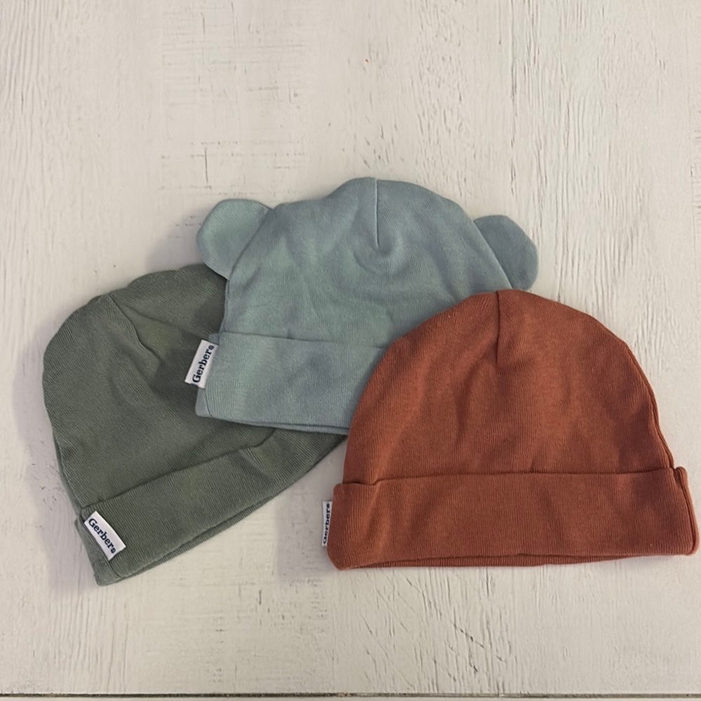 Gerber Kids Beanie Set - Green, Blue, and Orange